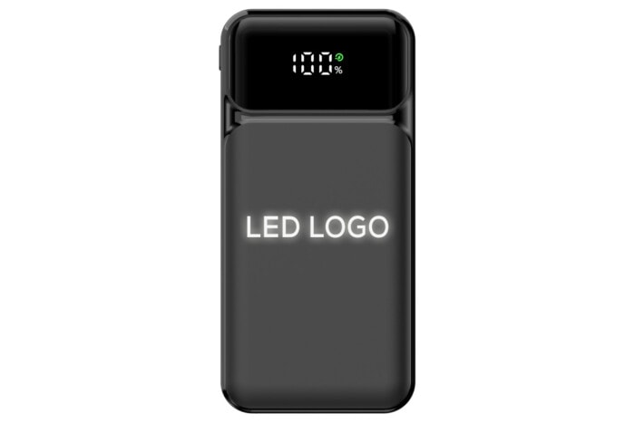 Type-C Çıkışlı 10.000 mAh Kendinden kablolu Led Logolu Powerbank