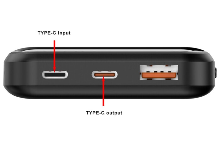 Type-C Çıkışlı 10.000 mAh Kendinden kablolu Led Logolu Powerbank